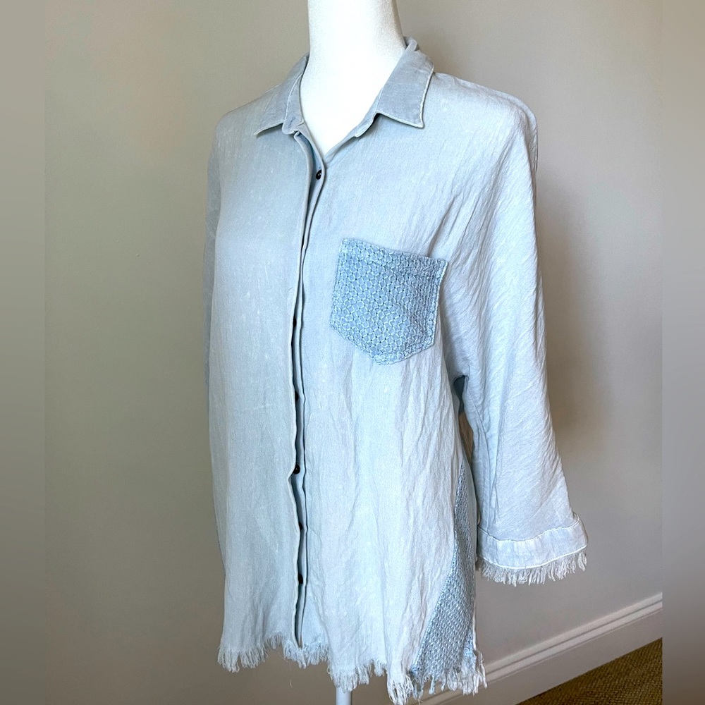 Umgee Acid-wash Button Down/Up with pocket & side details - Size S